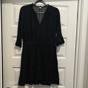 Old Navy Black and White Polka Dot Long Sleeve Dress